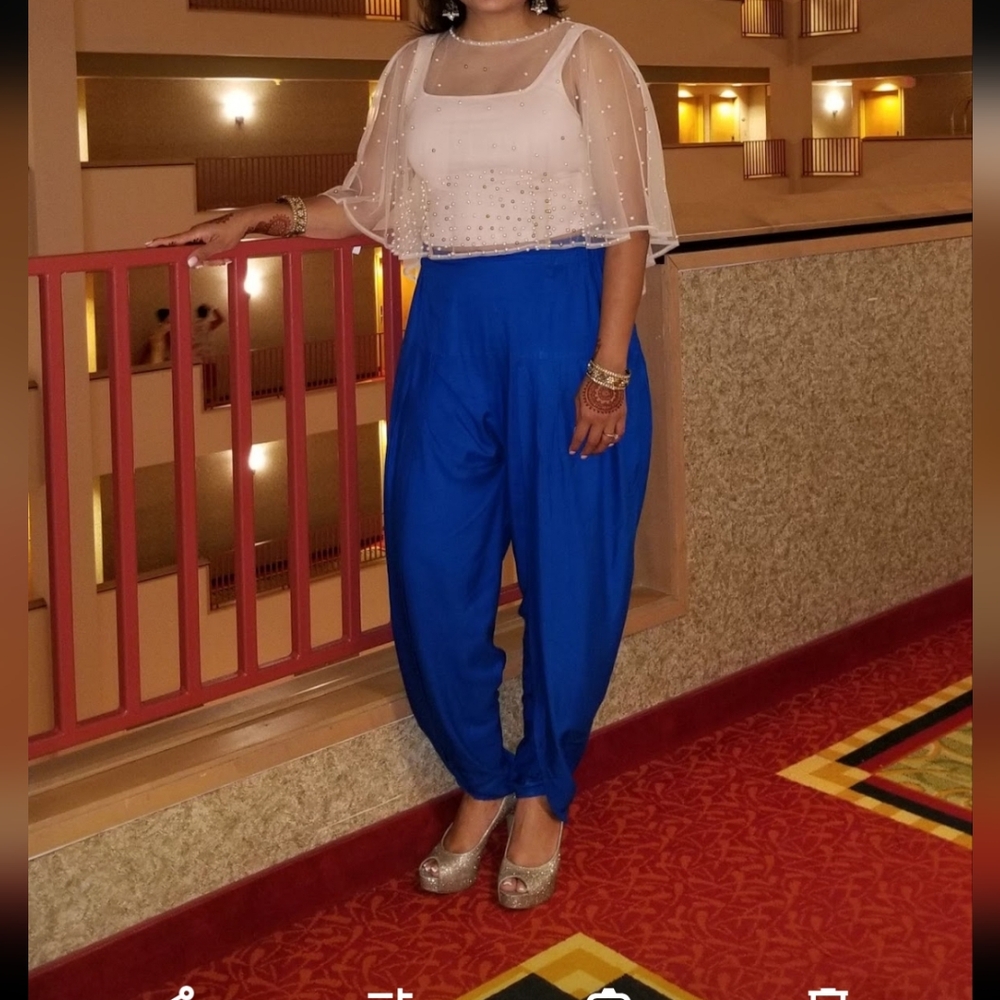 Dhoti pants and pearl cape